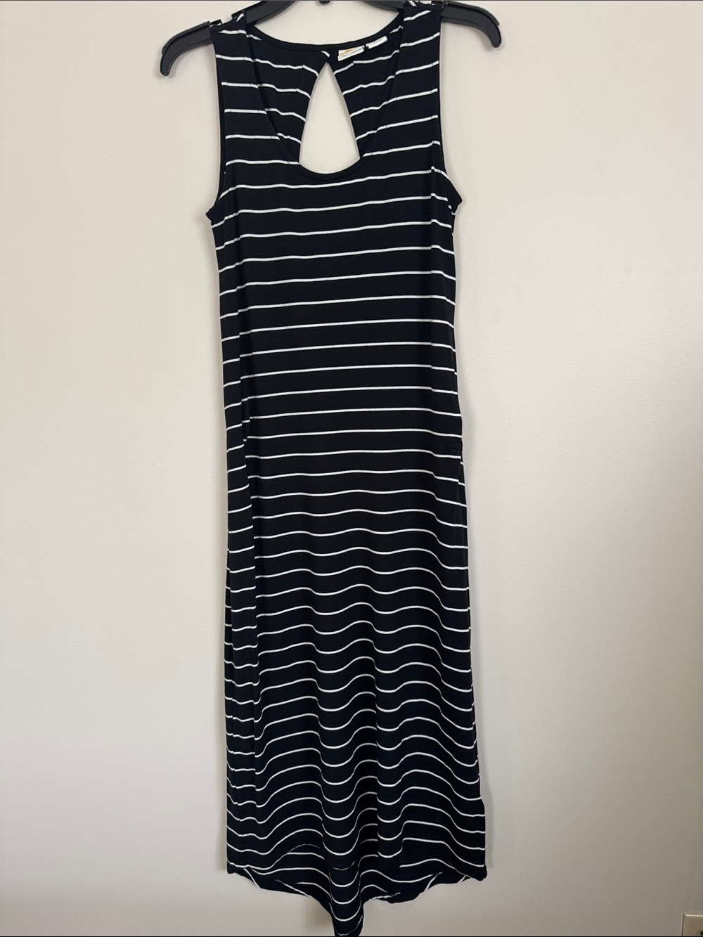 C&C California Black and White Striped Keyhole Midi Dress Size S